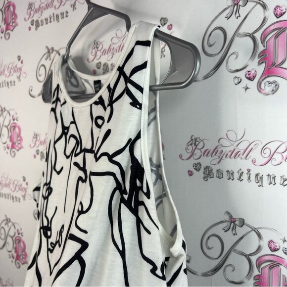 Emily rose short line work artist Abstract Black and White Women's Tank Top - Picture 5 of 9